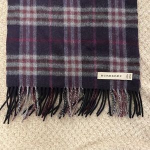 Purple Burberry Classic Check 100% Cashmere Scarf